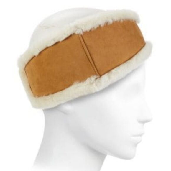 Ugg Reversible Leather & Shearling Headband- Chestnut